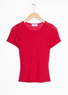 Other Stories Sheer Micro Knit Top - Red