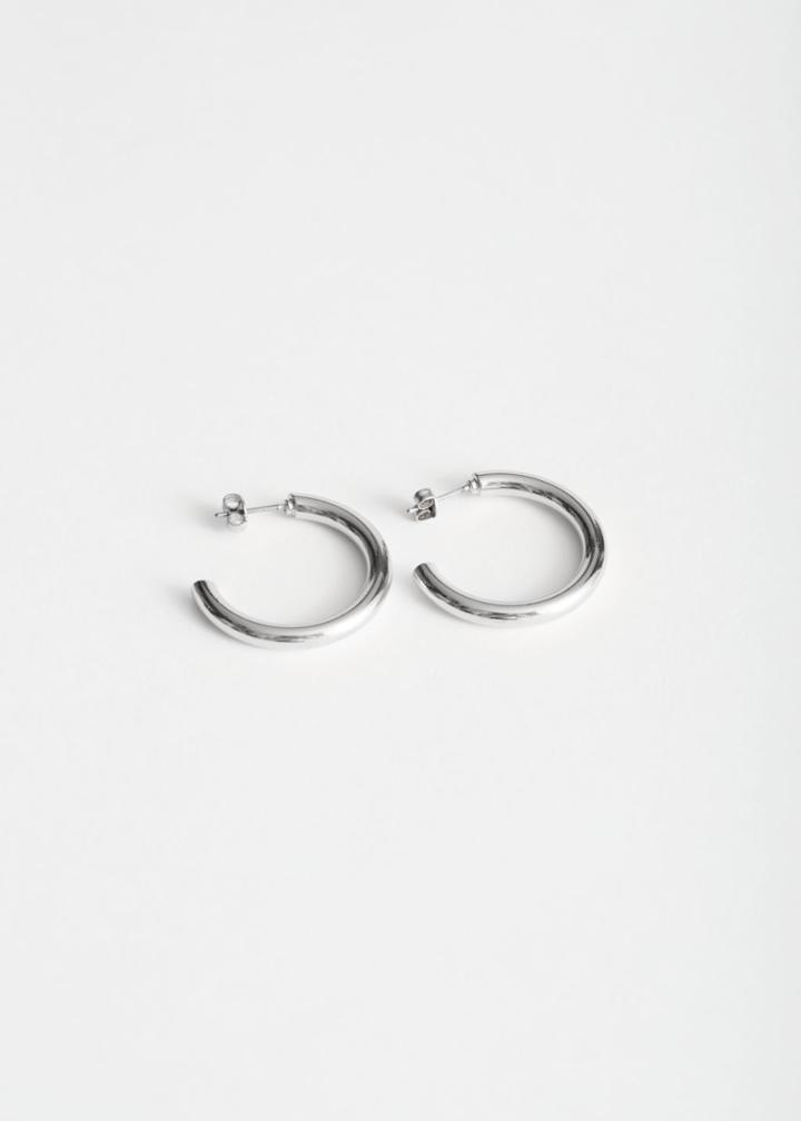 Other Stories Thick Hoop Earrings - Silver