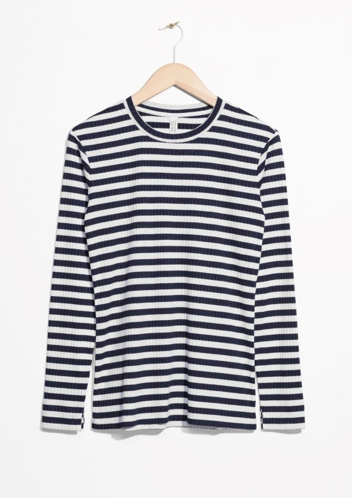 Other Stories Ribbed Stripe Top