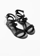 Other Stories Raw Edge Leather Sandal - Black