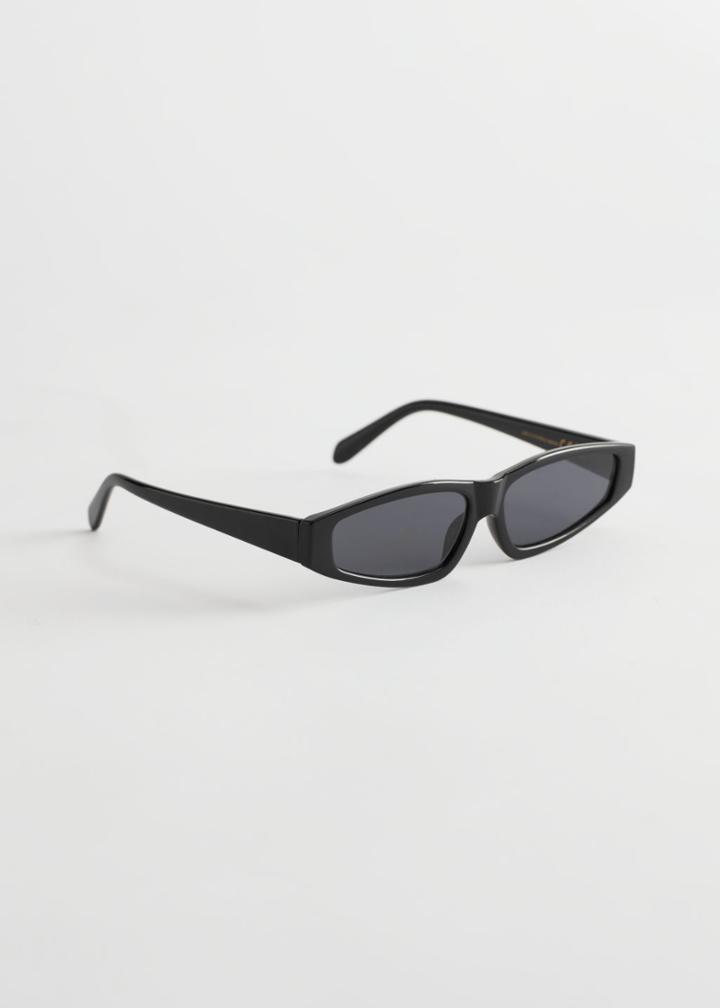 Other Stories Rectangular Edge Cat Eye Sunglasses - Black
