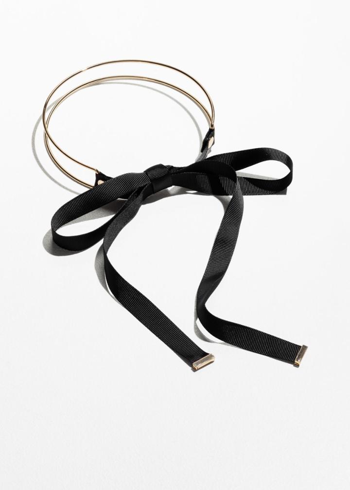 Other Stories Grosgrain And Brass Choker - Black