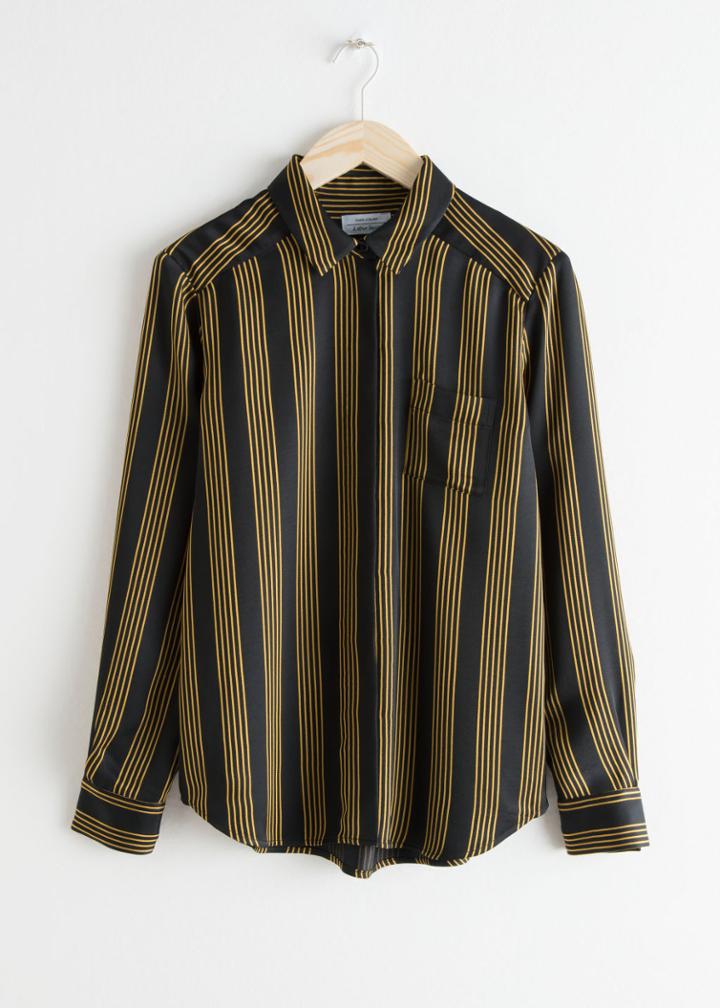 Other Stories Printed Button Down Shirt - Black