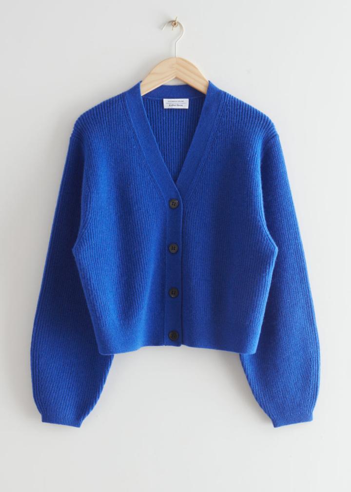Other Stories Boxy Wool Knit Cardigan - Blue