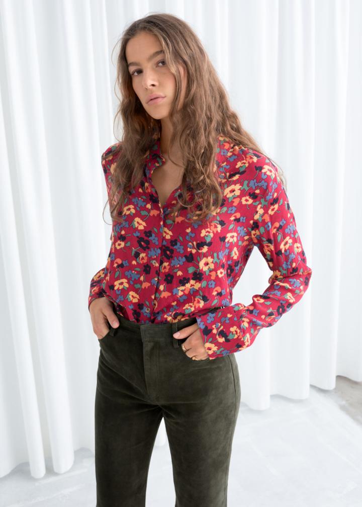 Other Stories Button Up Blouse - Red