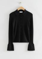 Other Stories Fitted Ribbed Wool Shirt - Black