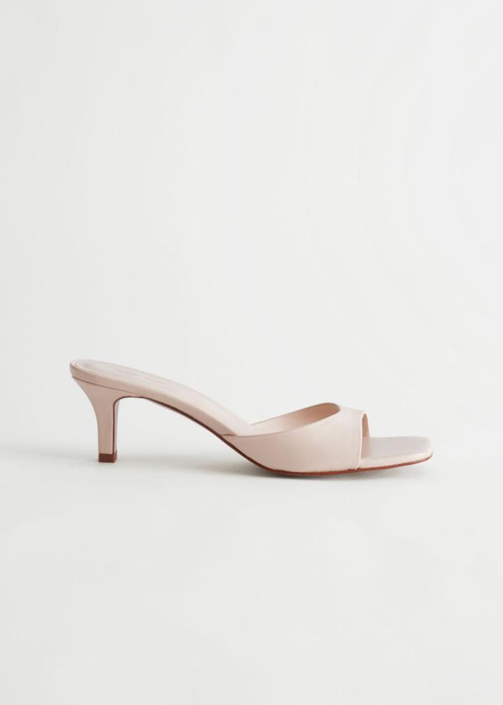 Other Stories Heeled Leather Mule Sandal - White