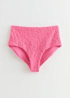 Other Stories Textured Jacquard Bikini Bottoms - Pink