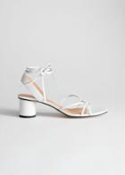 Other Stories Square Toe Lace Up Heeled Sandals - White
