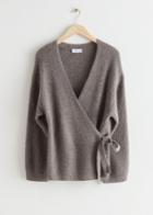 Other Stories Rib Knit Wrap Cardigan - Beige