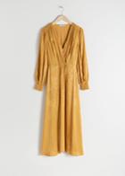 Other Stories Ruched Jacquard Midi Dress - Yellow