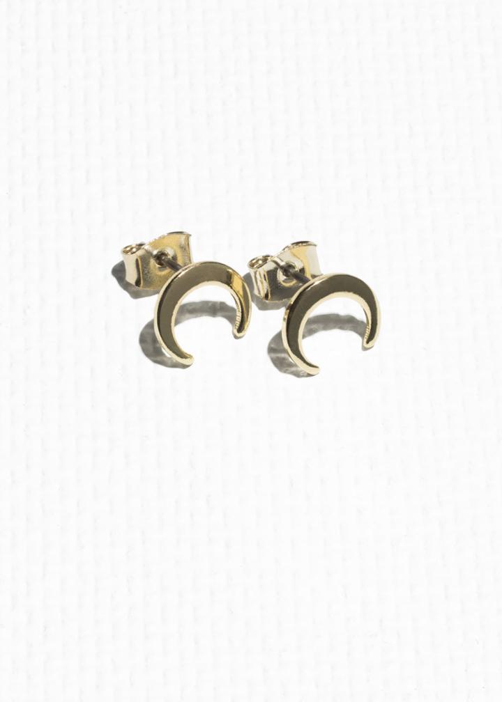 Other Stories Crescent Moon Studs - Gold