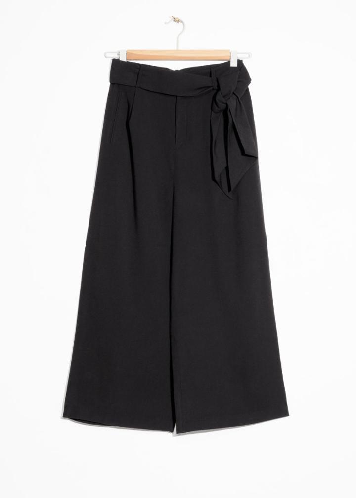 Other Stories Side Tie Culottes - Black