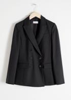 Other Stories Long Double Breasted Blazer - Black