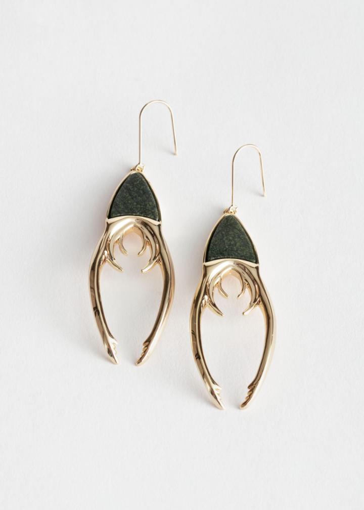 Other Stories Beetle Claw Hanging Earrings - Turquoise