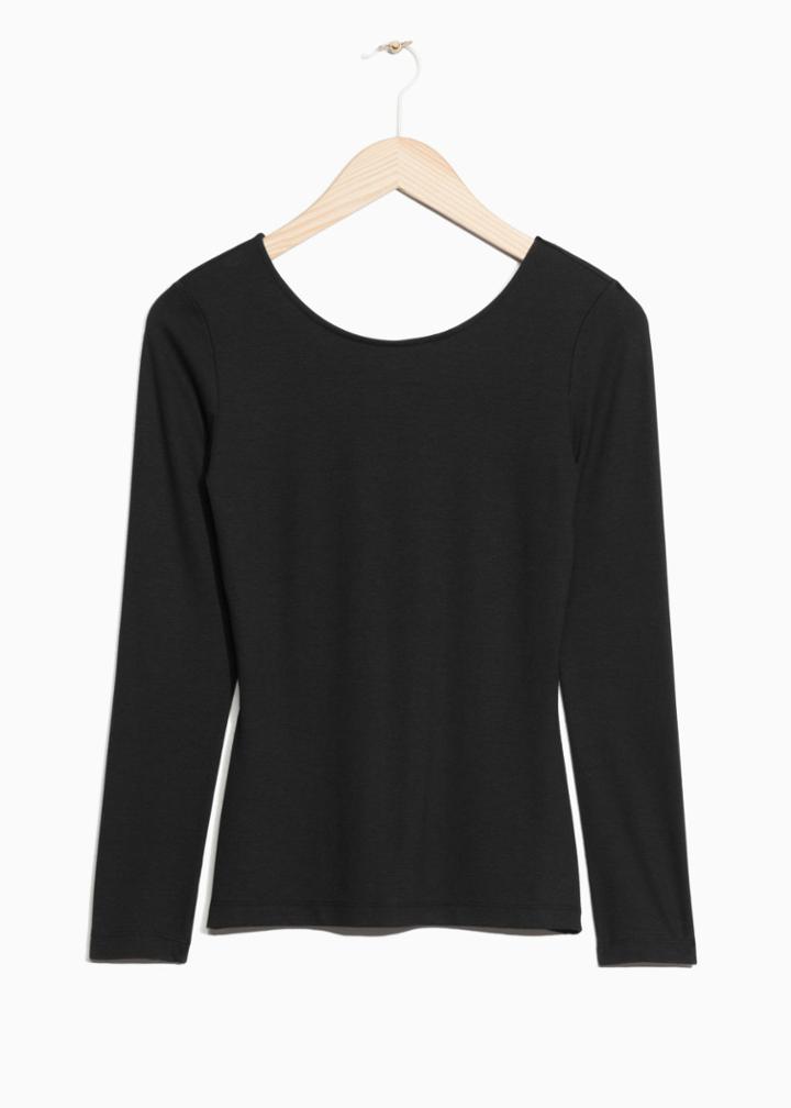 Other Stories Low Scooping Ballet Top - Black