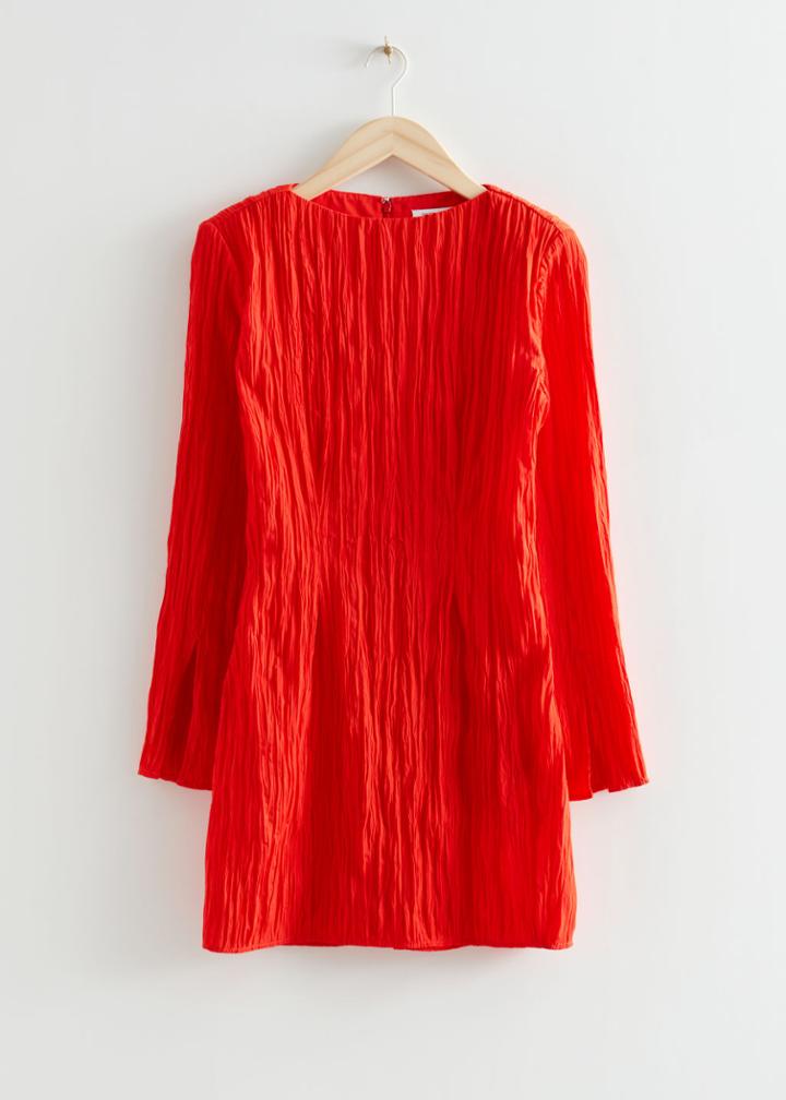 Other Stories Textured Mini Dress - Orange