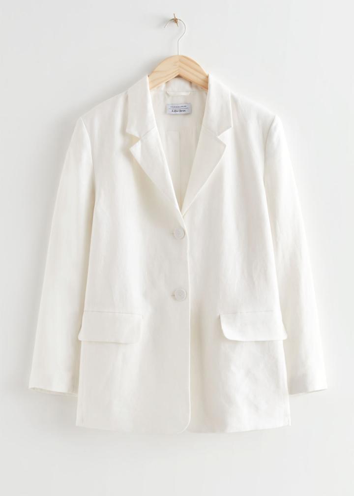 Other Stories Oversized Linen Blazer - White