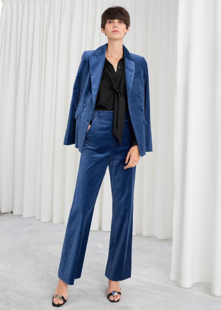 Other Stories High Waisted Velvet Trousers - Blue