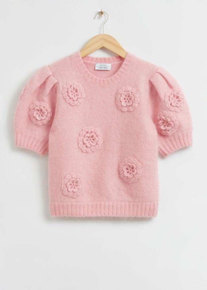 Other Stories Loose-fit Rose Knitted Top - Pink