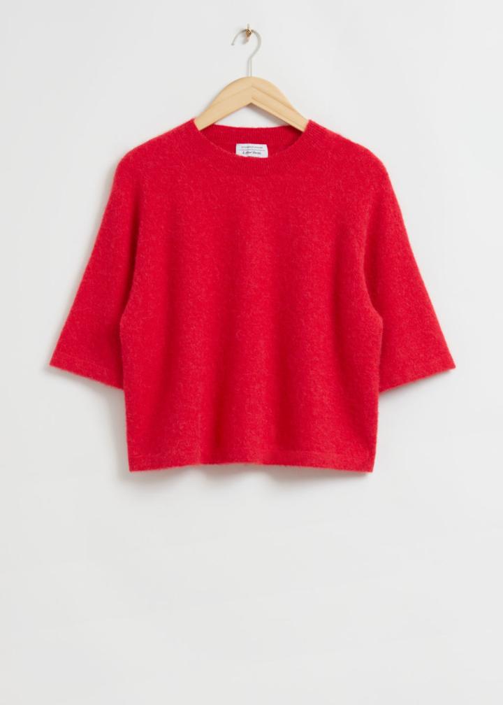 Other Stories Boxy Alpaca Knit T-shirt - Red