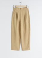 Other Stories Linen Blend Plaid Trousers - Beige