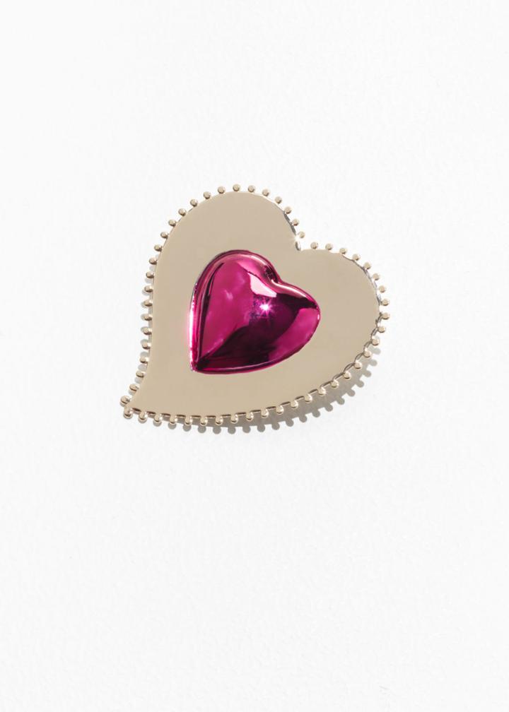 Other Stories Heart Brooch - Pink