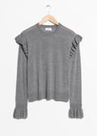Other Stories Frill Merino Wool Sweater - Grey