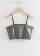 Other Stories Metallic Strappy Cropped Top - Grey