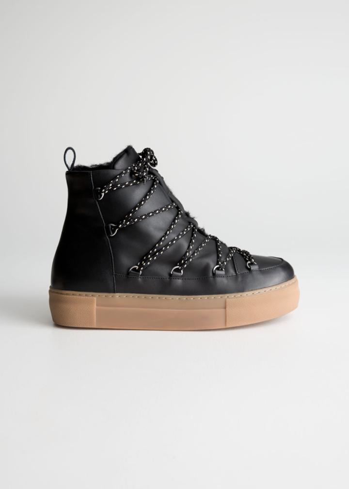 Other Stories Lace Up Snow Boots - Black