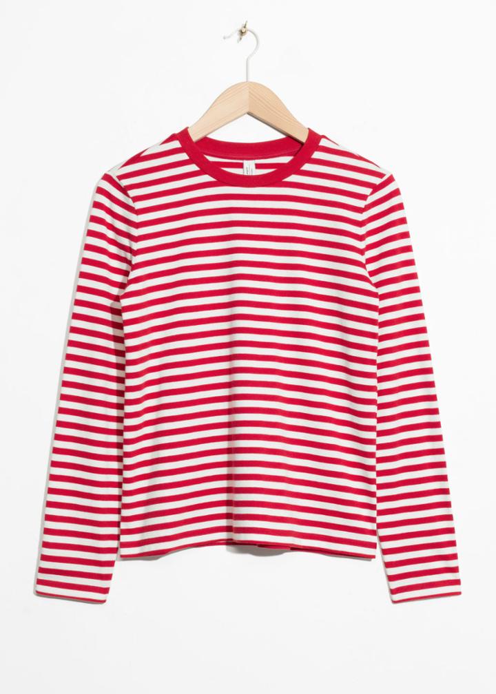 Other Stories Striped Long Sleeve Tee - Red