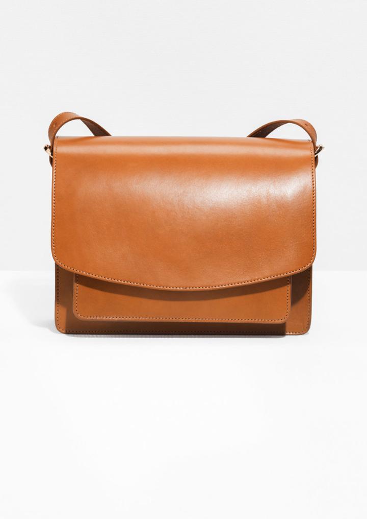 Other Stories Saddle Stitch Leather Shoulder Bag - Beige