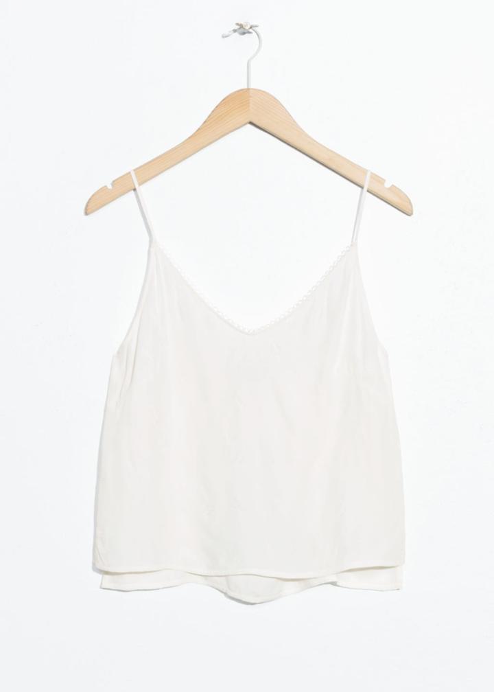 Other Stories Scallop Ribbon Tank Top - White