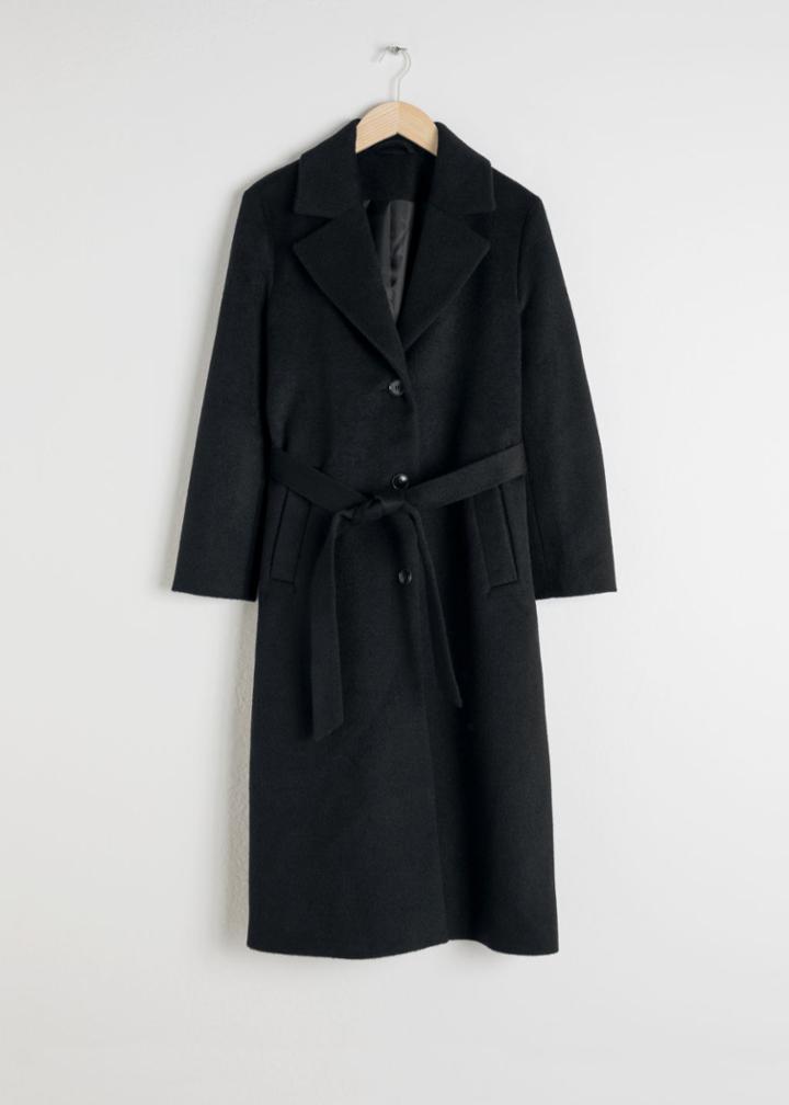 Other Stories Oversized Alpaca Blend Coat - Black