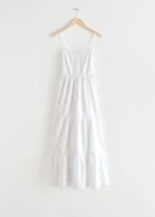 Other Stories Strappy Tiered Midi Dress - White