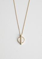 Other Stories Circle Bar Pendant Necklace - Gold