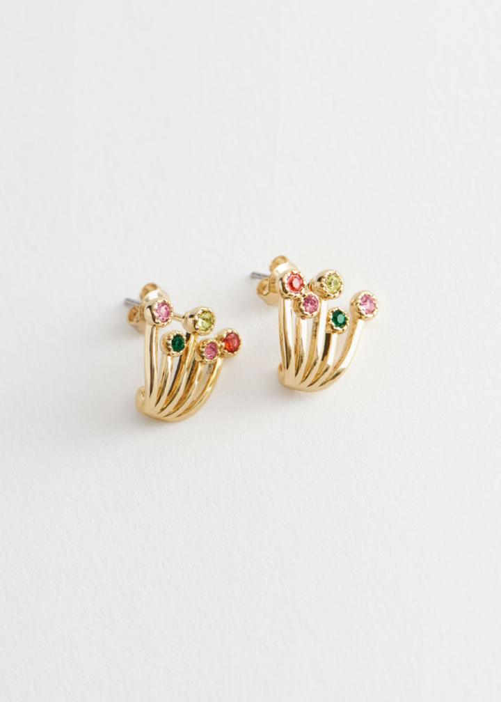 Other Stories Delicate Multi-coloured Gemstone Earrings - Green