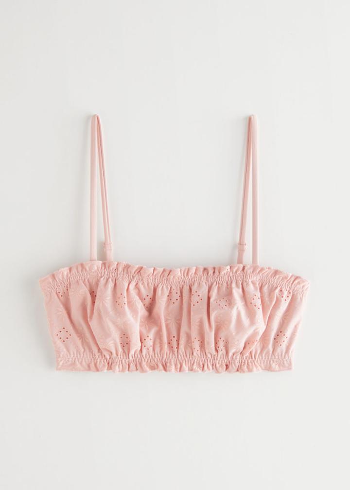 Other Stories Eyelet Embroidered Bandeau Bikini Top - Pink