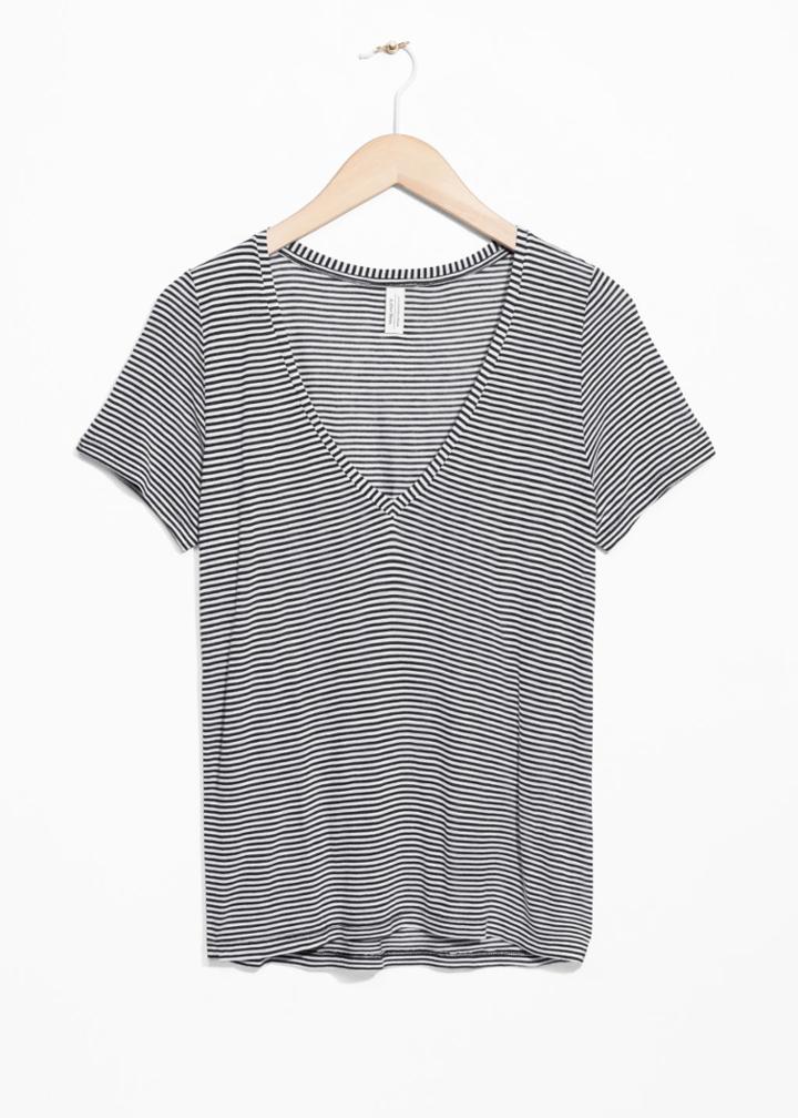 Other Stories Deep-v Jersey Tee - Black