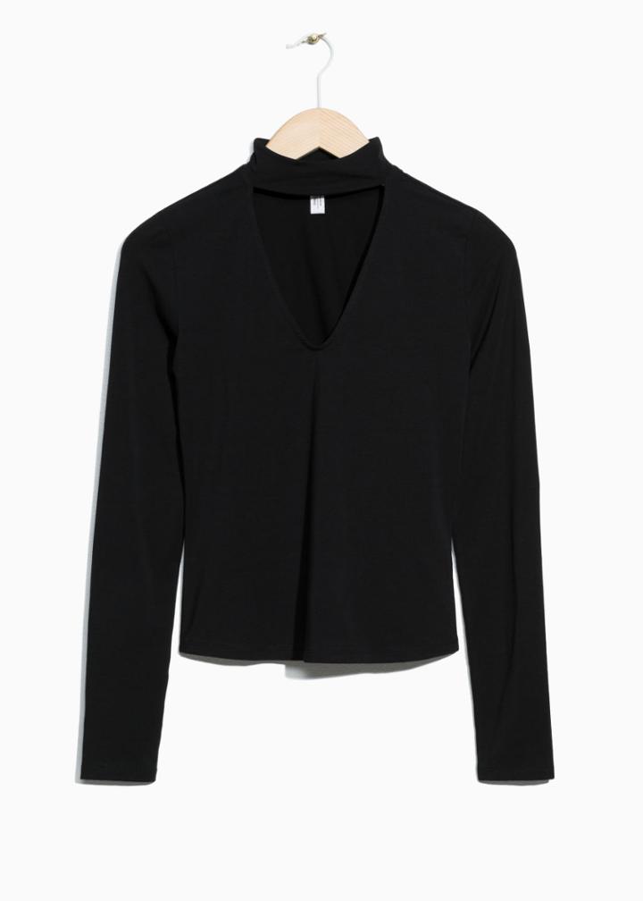 Other Stories Deep-v Cut Out Top - Black