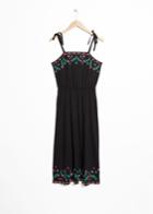 Other Stories Embroidered Summer Midi Dress - Black