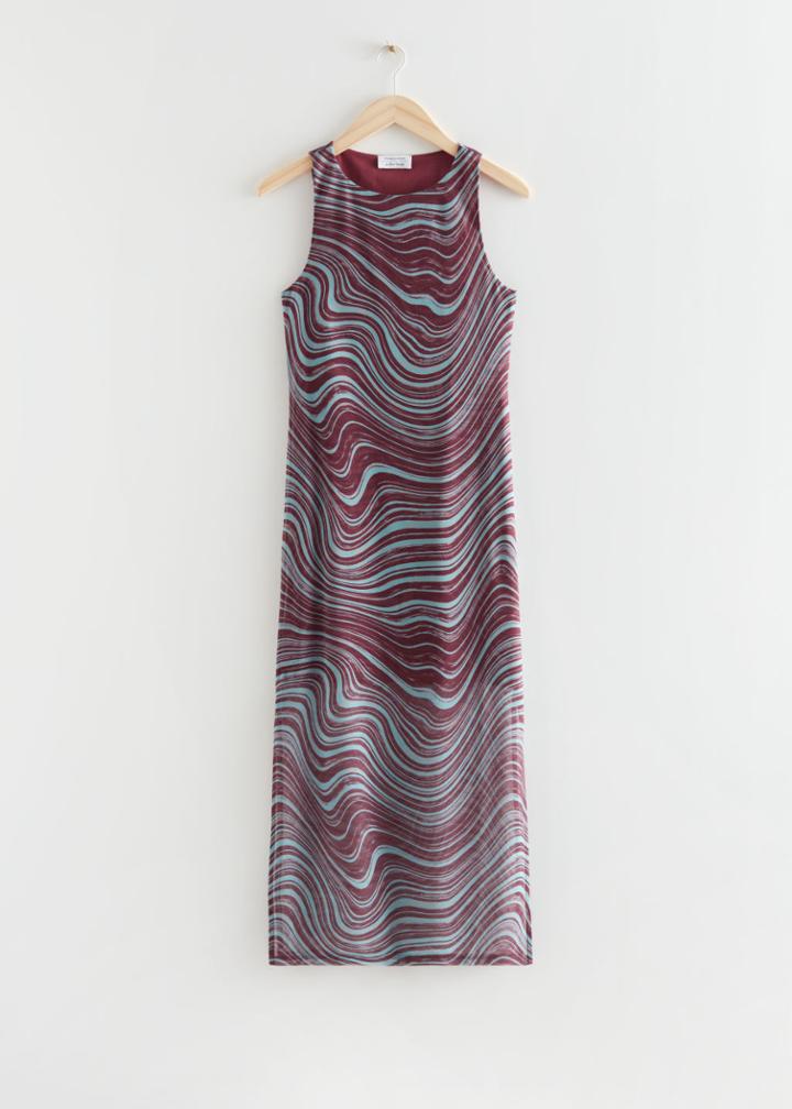 Other Stories Printed Mesh Midi Dress - Pink