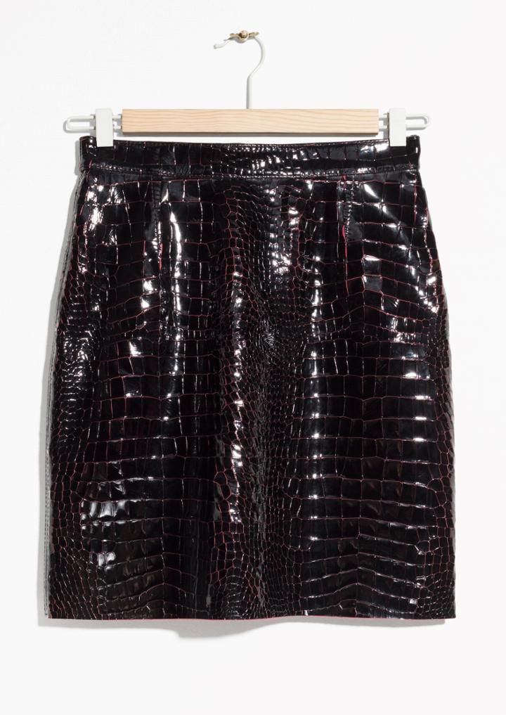 Other Stories Croco Leather Skirt