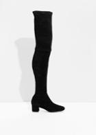 Other Stories Suede Over The Knee Slim-fit Boots - Black
