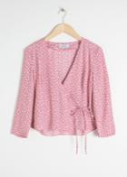 Other Stories Floral Print Wrap Blouse - Pink