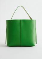 Other Stories Double Strap Leather Bucket Bag - Green