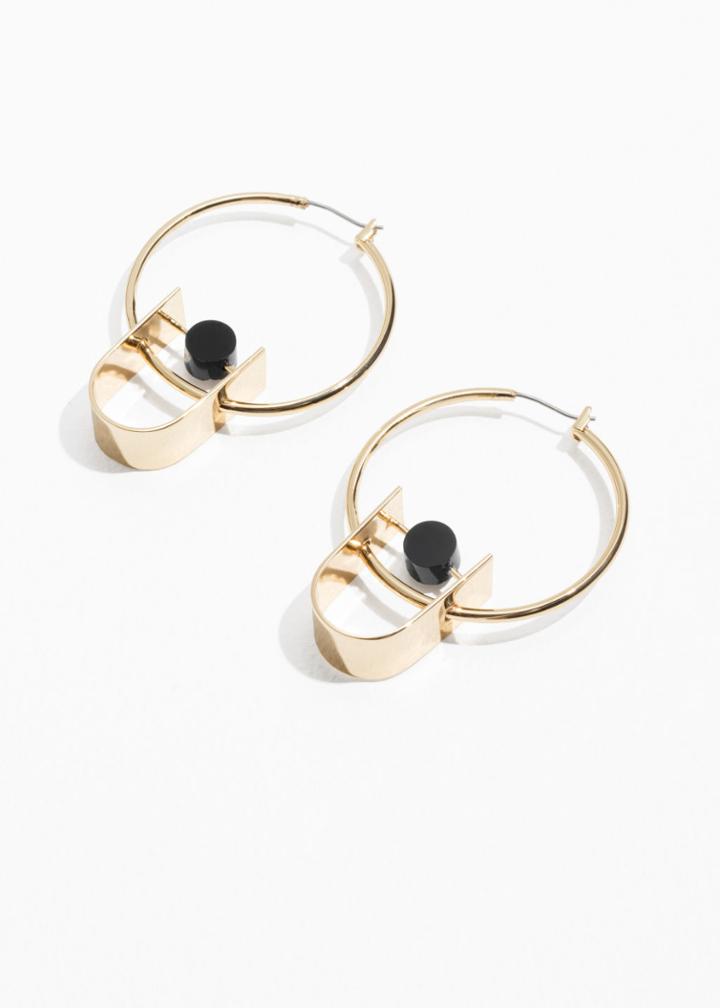 Other Stories Glass Detail Hoop Earring - Black