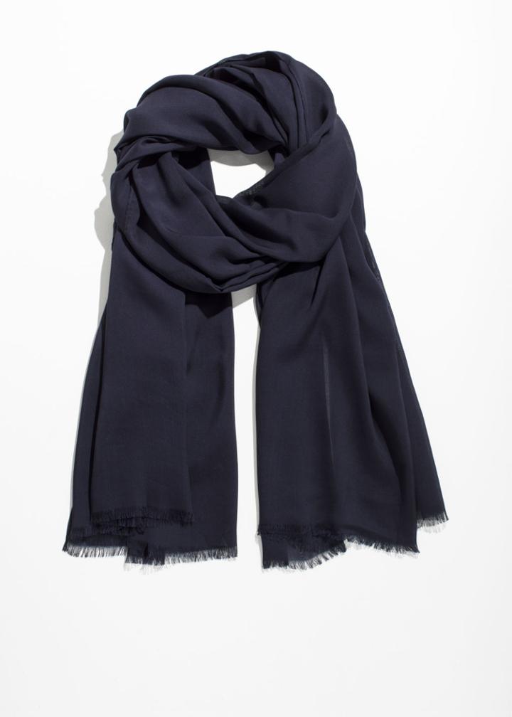 Other Stories Fringe Scarf - Blue