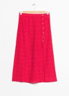 Other Stories Asymmetrical Button Midi Skirt - Red