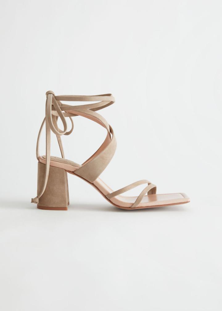 Other Stories Block Heel Strappy Leather Sandals - Beige